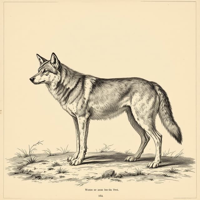 Planche naturaliste illustrant Bête du Gévaudan, dessinée d'après les descriptions de témoins