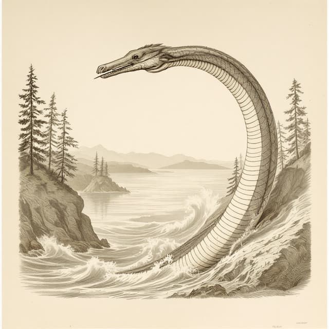 Naturalist plate illustrating Cadborosaurus, drawn from witness descriptions