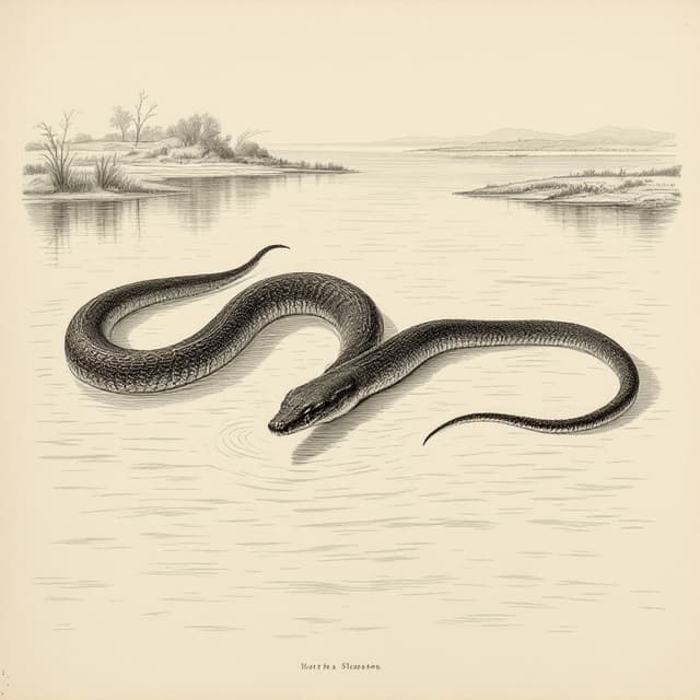 Planche naturaliste illustrant Chessie, dessinée d'après les descriptions de témoins