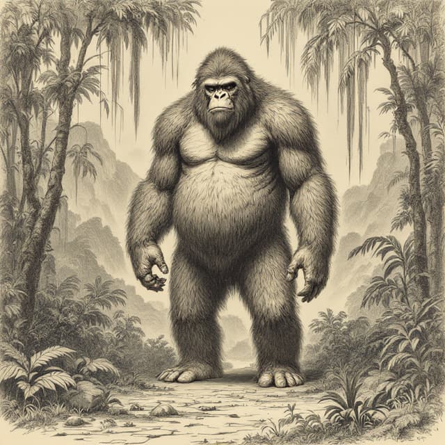 Naturalist plate illustrating Mande Barung, drawn from witness descriptions