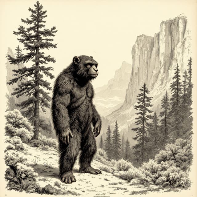 Planche naturaliste illustrant Monstre du Mogollon, dessinée d'après les descriptions de témoins