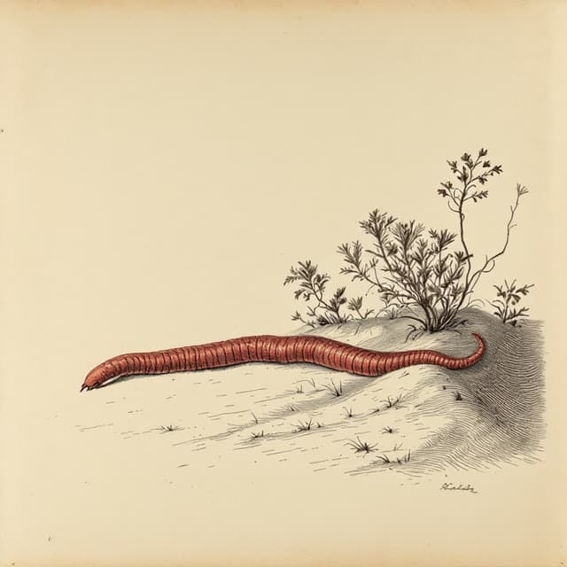 Planche naturaliste illustrant Olgoï-Khorkhoï, dessinée d'après les descriptions de témoins