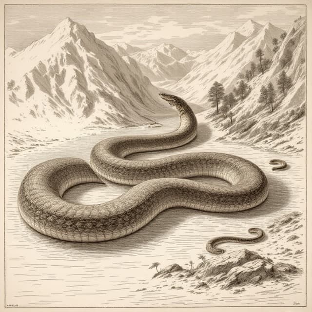 Naturalist plate illustrating Lagarfljót Worm, drawn from witness descriptions